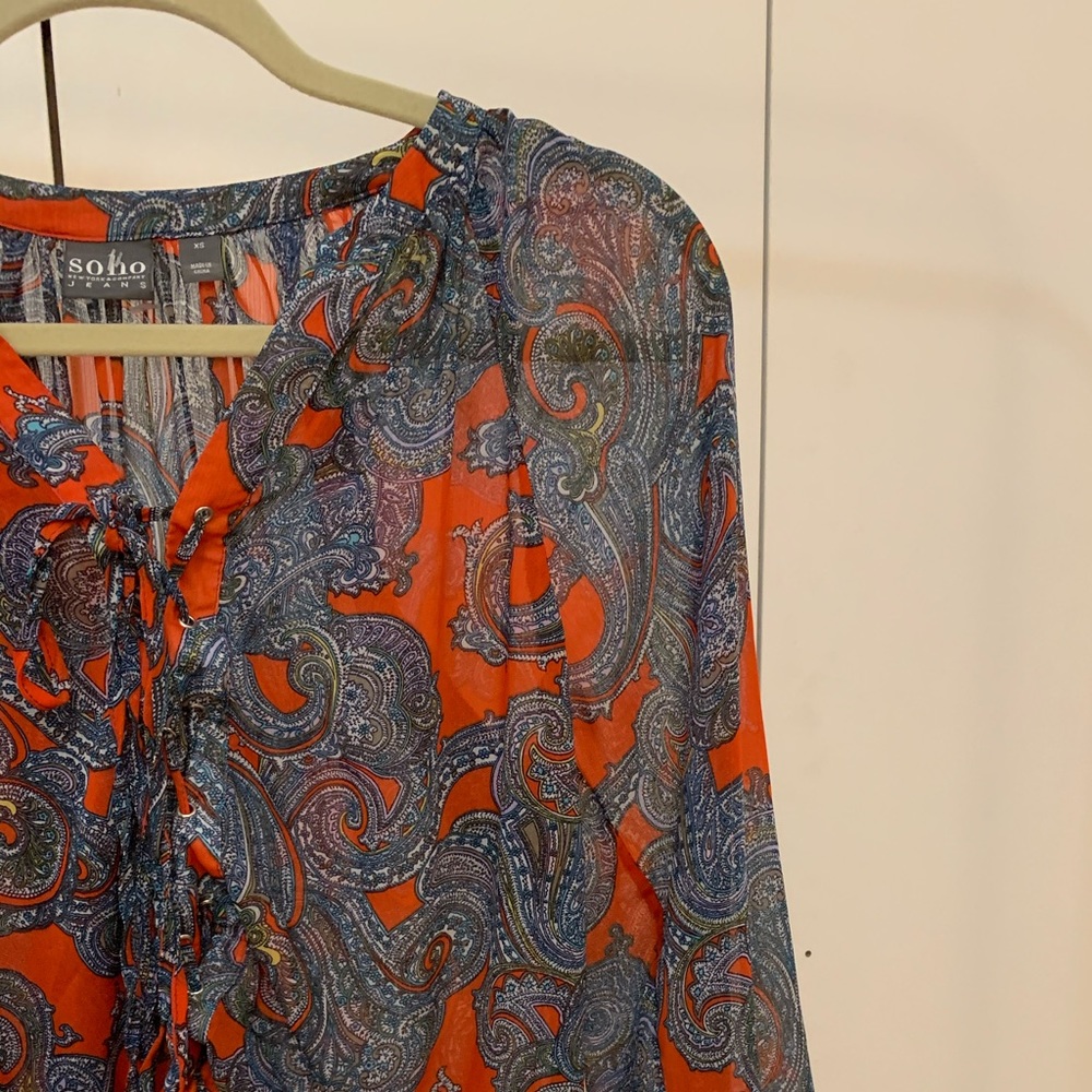 New York & Company Jeans Patterned Blouse